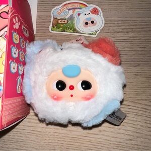 BABY THREE Mini Animal Head Vinyl Plush Mobile Phone Bag Charm Three Majhong Cat